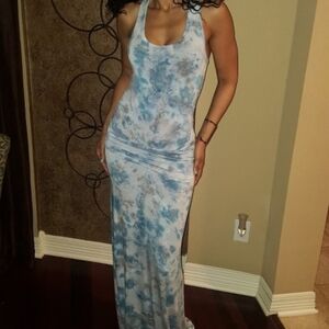 Young Fabulous & Broke Blue Tie-Dye Sleeveless Maxi Dress